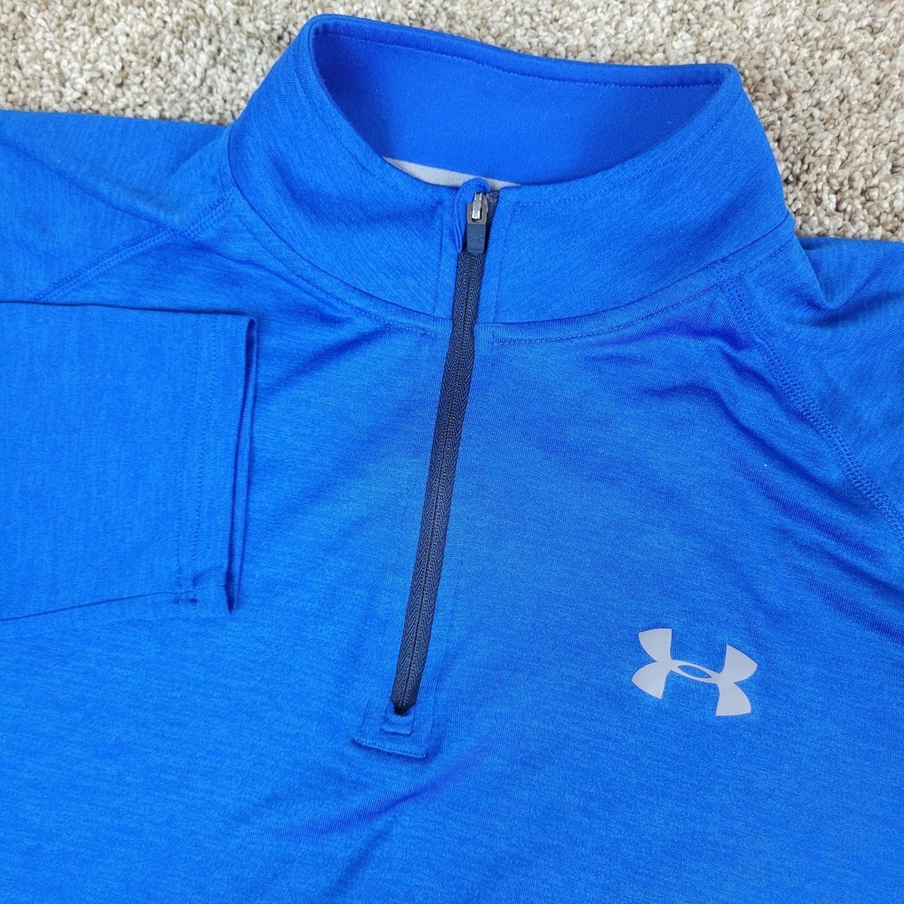 Under Armour Loose Heat Gear Mens Medium Solid Blue Performance Quarter Zip